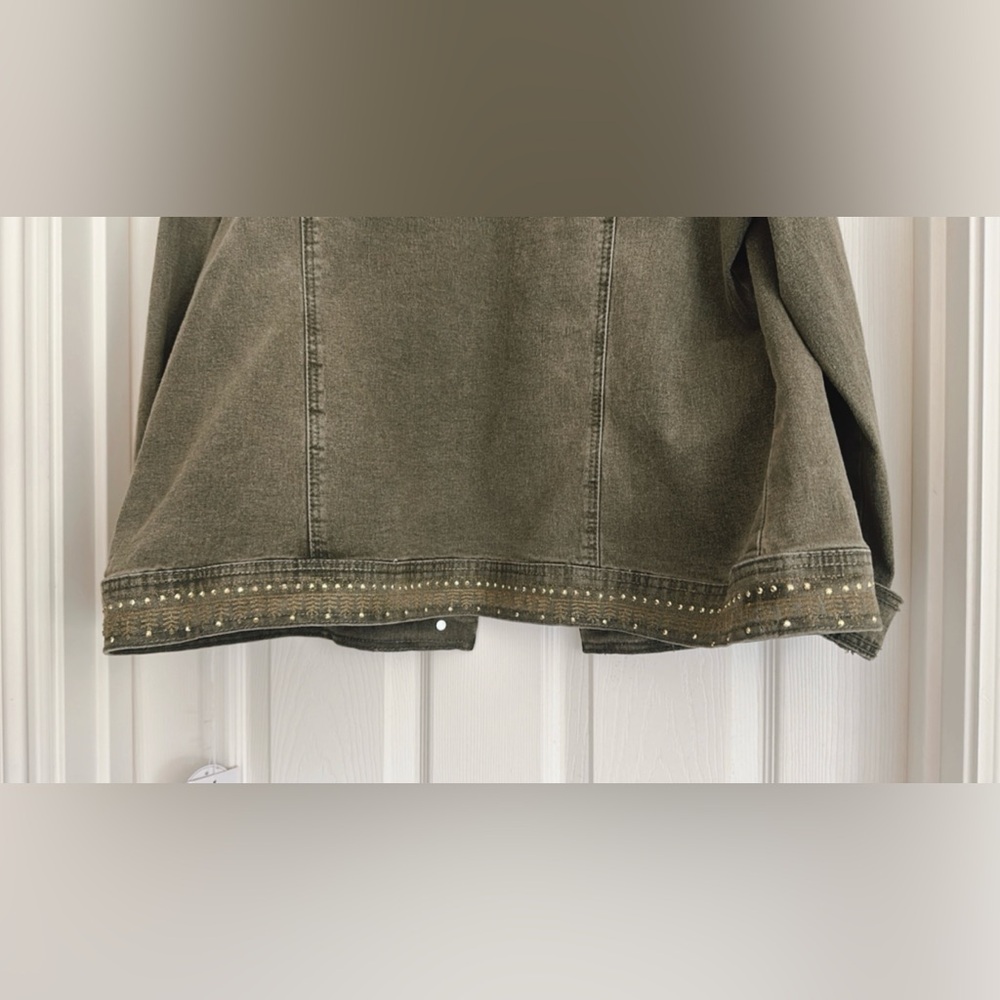 Studded Gray Denim Jacket - Picture 13 of 14